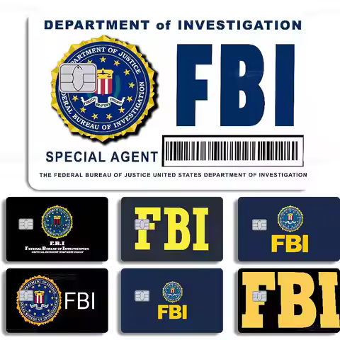 America FBI Various Game Anime Sticker Film Skin Cover Case For Small Large No Chip Debit Credit Car