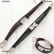 Silver Plated Infinity Hand Braided Charms Leather Rope Bangles Bracelet