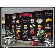 Custom Cake Donut Croissant Bakery Wallpaper Cake Shop Murals Baking Shop Restaurant Background Wall
