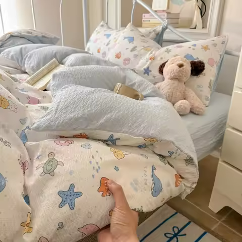Cartoon Style Bedsheet Set Bedding Skin-friendly Bed Linen Set 이불세트 Single/Double/Queen/King Size Be