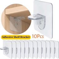 10 Pcs Board Support Non-perforated Wardrobe Partition Layer Fixed Paste Hook Shelf Support Adhesive