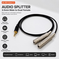 1Mtr Audio Aux Cable Plus 3.5mm Jack Stereo To 2 Akai 6.5mm Female