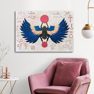 原畫，古埃及眾神，聖甲蟲，藍色，米色，紅色