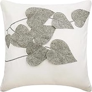 The HomeCentric White Shams, Leaf Felt Applique Tropical Theme Cushion Shams, Pack of 2, 60x60 cm (24"x24") Cushion Sham, Faux Suede Cushion Shams, Floral Pillow Shams, Art Deco - Winter Leaves