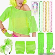 ELEGA 80s Workout Costume Accessories 80s Party Fancy Dress Fishnet Shirt Leg Warmer