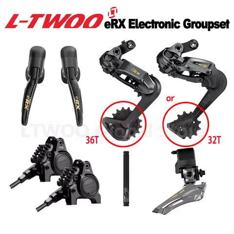 LTWOO ERX Electronic Groupset 2x 10-12 Speed R/L Shifter + F/R Derailleurs + Brake Caliper, Electron