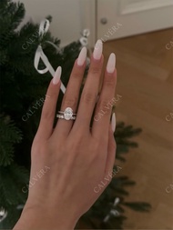 【CALVÉRA】Luxury 1.5CT Lab Grown Diamond Oval Cut Ring + Full Eternity Band | 10K Gold Stackable Enga