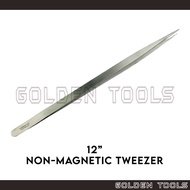 12" Stainless Steel Non-magnetic Thin SS Tweezer Holding Tools Jewellery Tools Engineering Tools Hob