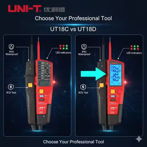 UNI-T UT18C UT18D Voltage Continuity Tester AC DC 690V Phase Rotation RCD Test IP65 CAT IV 600V Digi