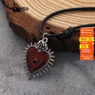 Lovito Casual Heartshape Gothic Style Necklace for Women L50AD171 (Red) Lovito Kalung Gaya Gothic Ka