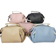 Mizzue Korean Version Leather Contrast Color Small Tofu Bag Side Backpack Lightweight Double-Layer Shoulder 5 Colors Joey126