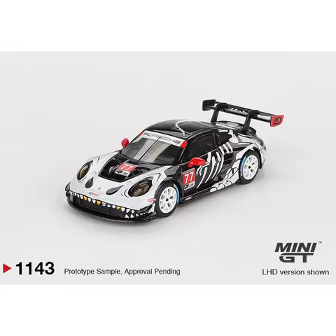MINI GT 1:64 Skeleton Rexy Porsche 911 GT3 R #77 GTD PRO AO Racing 2025 IMSA Petit Le Mans Alloy Car