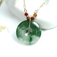 墜子 天然 翡翠 平安扣 紅翡珠 10K黃金 包金 注金 項鍊 玉石
