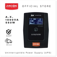 ZIRCON เครื่องสำรองไฟ (UPS) รุ่น AX 1000VA/550W รับประกัน 2 ปี -Official Store-