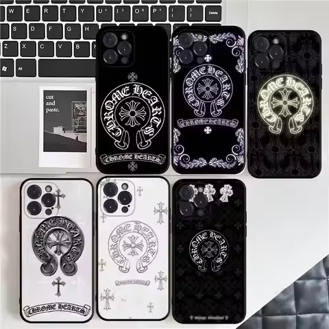 Luxury Brand C-Chrome H-Hearts For IPhone 17 16 15 14 13 12 11 Pro Max Plus Shockproof Black Soft Ph
