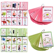 Verbs/Adjectives Flash Cards English Flash Cards Pocket Card Learning Toys for Children Pre-Kinderga