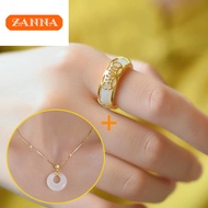 Original lucky gold inlaid Hetian jade ring white jade tail ring ring female and male couple gifts f