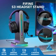 Fifine Amlpligame S3 RGB Rhythm Recognition Headset Stand Holder 2 USB Ports RGB Lights Soft Padding