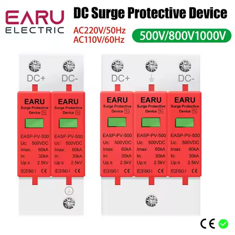 SPD 2P 3P DC 500V 800V 1000V 20KA~40KA 30KA~60KA House Lightning Surge Protector Protective Low-volt