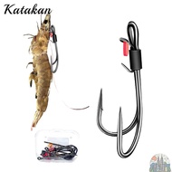 KATAKAN 5pcs Live Shrimp Bait Hooks, Double hook Pickerel High-carbon Steel Fishhook, 2025 3 size So