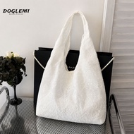 DOGLEMI Canvas Handbag, Embroidery Floral Print Lightweight Lace Shoulder Bag, YK2 Vest Style Versat