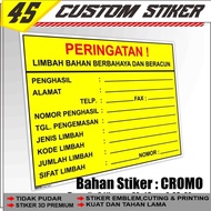 B3 Waste Label Sticker | Hazardous Material Label Cromo Material