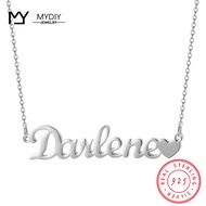 925 Sterling Silver Custom Name 2022 Fashion Heart Dainty Necklace Retro Simple Geometric Pendant Mother's Day Necklace Gift