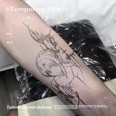 Herbal Juice Temporary Tattoo Sticker Anime Serial Experiment Lain Thorn Girl Waterproof Fake Tattoo