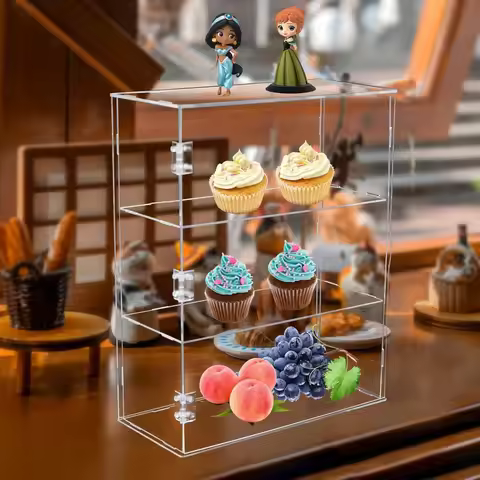 Clear Acrylic Display Box Bakery Pastry Display Case Donut Display Shelf Cake Cupcake Retail Display