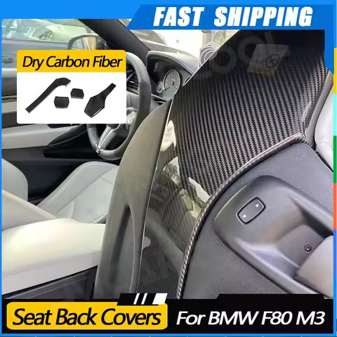 JMCARCOOL Dry Carbon Fiber Car Inner Seat Back Covers For BMW F80 M3 F82 F83 M4 F87 M2 M2C Sedan Cou