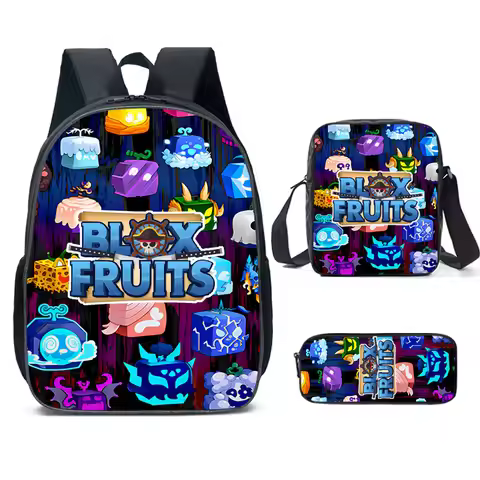 Blox Fruits Roblox 3 Piece Kids Casual Backpack Set Elementary Middle School Students Crossbody Bag 