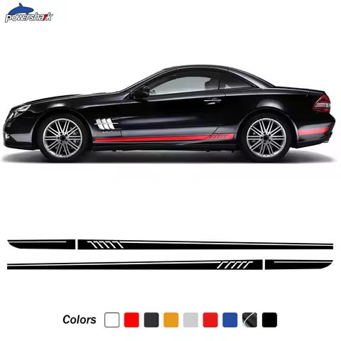 2 Pcs Edition AMG Car Door Side Stripes Skirt Sticker Vinyl Decal For Mercedes Benz SL Class R230 R2