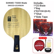 ไม้ตีปิงปองคาร์บอน T5000 SANWEI ดั้งเดิม (5 + 2คาร์บอน) + RXTON 1 (สีดำ + แดง)