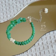 Handmade Amazonite 4mm bracelet mixed with natural charms, beautiful titanium charm