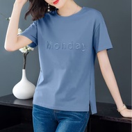 【M-4XL】Embroidery Vintage Shirt Baju T Shirt Women Tshirt Baju Perempuan Korean Style Woman T Shirt 