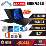 [READY STOCK] LENOVO THINKPAD X13 GEN 1 LAPTOP | i5-10th GEN VPRO | 16GB D4 | 256GB NVMe | RECOND