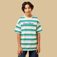 Max Fashions Crepe Texture Stripe Tee With Embroidery Green Multishade