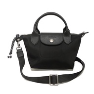 二手 Longchamp Le Pliage Energy XS 最新 logo 兩用單肩包，成色極佳，黑色馬毛材質，手提包 L1500HSR001