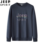 JEEP SPIRIT เสื้อกันหนาวผู้ชายขนาดใหญ่รอบคอแขนยาวกีฬาเสื้อกันหนาวผ้าฝ้ายบางหลวมเสื้อกันหนาว
