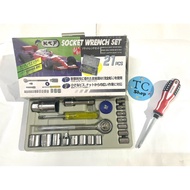 21 pcs Socket Wrench + Reversible Screwdriver