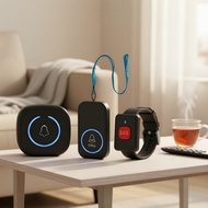 US Plug Nursing Pager: Wireless Waterproof Doorbell & SOS Alarm Watch for Elderly/Fall Help – Ideal 