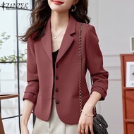 ZANZEA Korean Style Blazer For Women Formal Elegant Single Breasted Long Sleeve Lapel Office OL Winter Suit Jacket #11