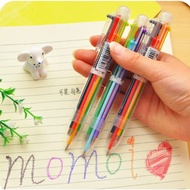A22⭐Transparent Ballpoint Pen | 6-Color Multi-Function Press Oil Pen | Korean Creative Stationery