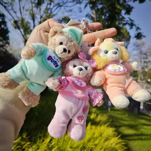 Shanghai Disney Rosort Nightdress Series StellaLou CookieAnn OluMel Sweet Tony Plush Keychain Pendan