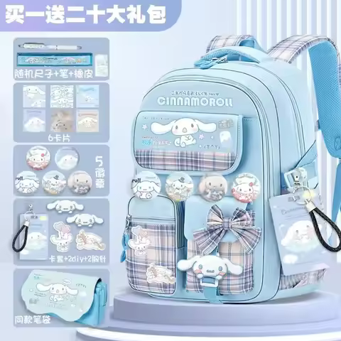 Cinnamoroll Schoolbag Sanrio Cartoon Kuromi Bag Burden Reduction Lightweight High Capacity Children 