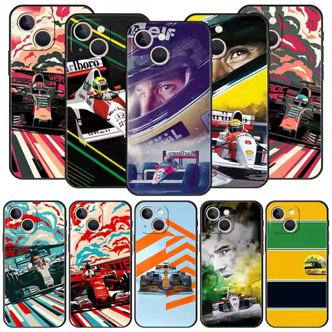 Ayrton Senna F1 Phone Case For iPhone 16 15 14 11 Pro Max 12 13 7 8 Plus X XR XS SE 2020 Soft Black 