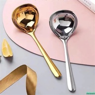 Outwalk Small Spoon Long Handle Tableware Household Drinking Spoon Stainless Steel Tablespoon Porridge Spoon Creativity Household Products Round Spoon Household