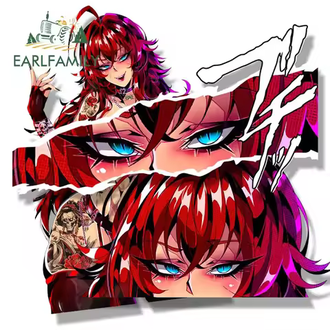 EARLFAMILY Gyaru Rias Gremory Fanart Car Sticker Anime Sketch Waifu Decal JDM Cartoon Peeker Girl St