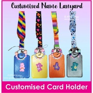 Customised Name Card Holder with Lanyard and Charms, Birthday Goodie, Ezlink Access Card, Carebear