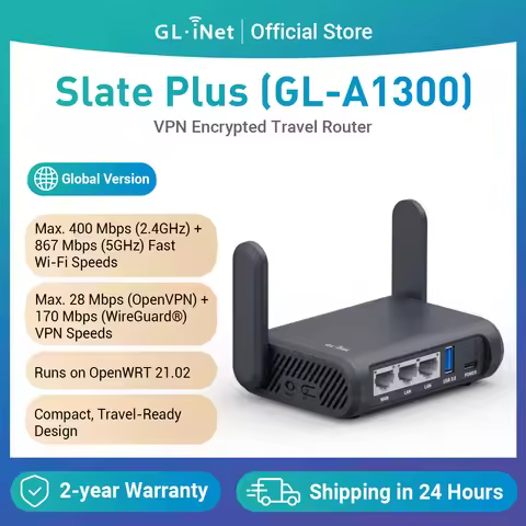 GL.iNet Slate Plus (GL-A1300)Wireless VPN Encrypted Travel Router– Easy to Setup, Connect to Hotel W